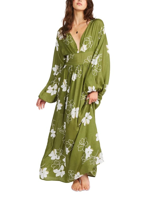 Juniors' Night Bloom Blouson-Sleeve Maxi Dress