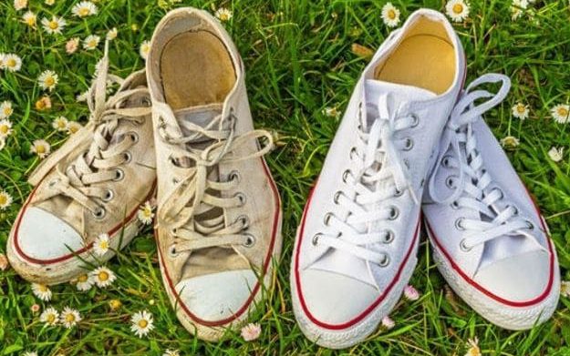 sneakers before and after cleaning