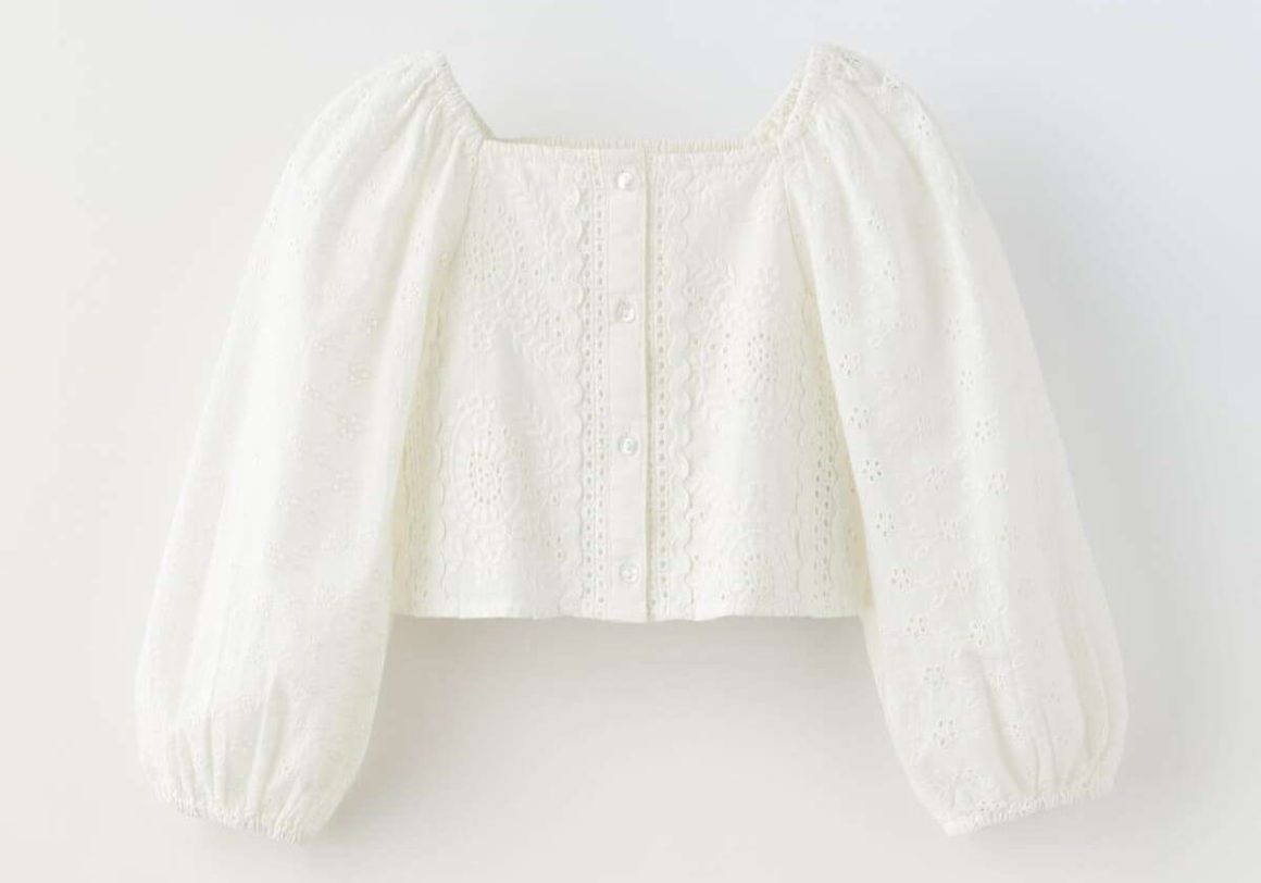 Zara blusa lace bordados
